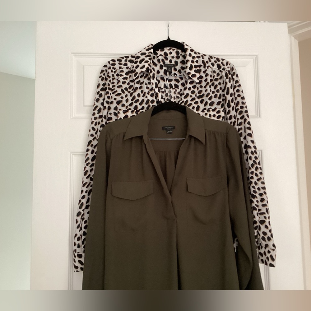 Ann Taylor tops. Selling them together one is print and other solid.